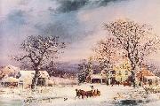 George Henry Durrie he Half-Way House oil painting picture wholesale